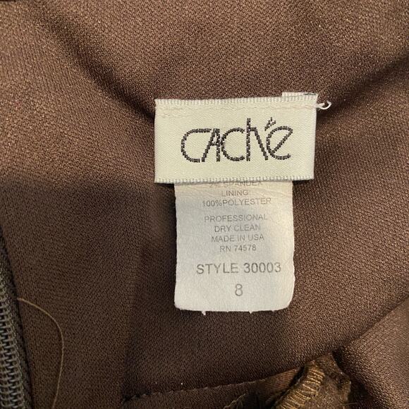 Vintage Cache Dark Olive Green Short Formal Sheath Dress - Women's Size 8 - Picture 6 of 8